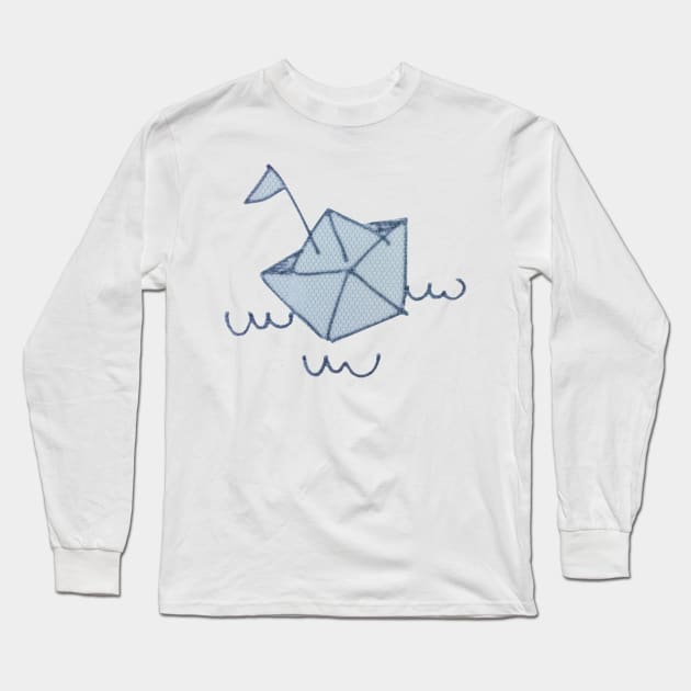origami sailboat in the morning Long Sleeve T-Shirt by prettyguardianstudio